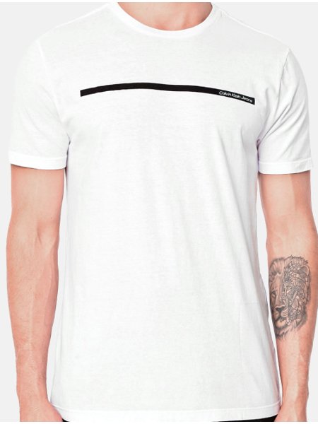 Camiseta Calvin Klein Jeans Masculina New Logo Sash Branca