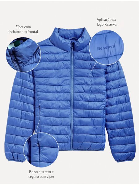 Jaqueta Reserva Masculina Puffer Downtown Packable Azul Secret
