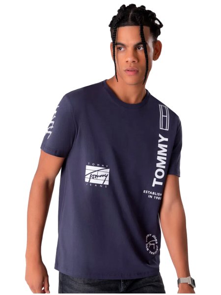 Camiseta Tommy Jeans Masculina Multi-Mix Graphic Tee Azul Marinho