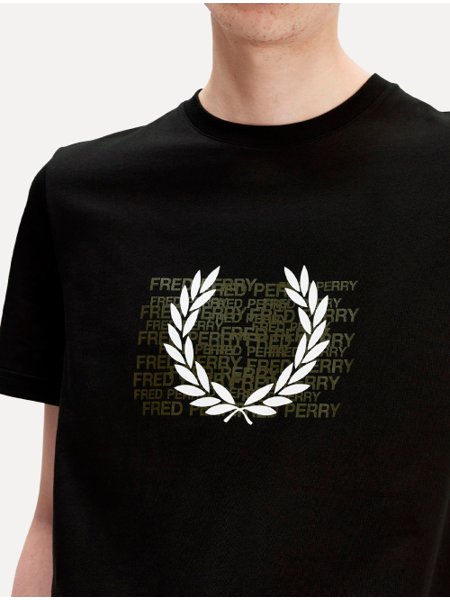 Camiseta Fred Perry Masculina Regular Graphic Mess Preta