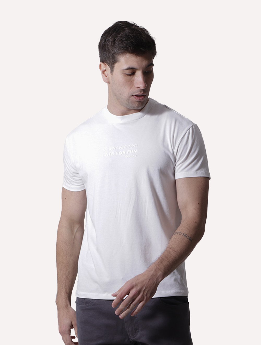 Camiseta Disky Masculina Too Late For Fun Off-White