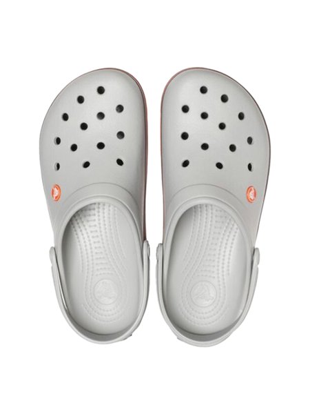 crocs cinza e laranja