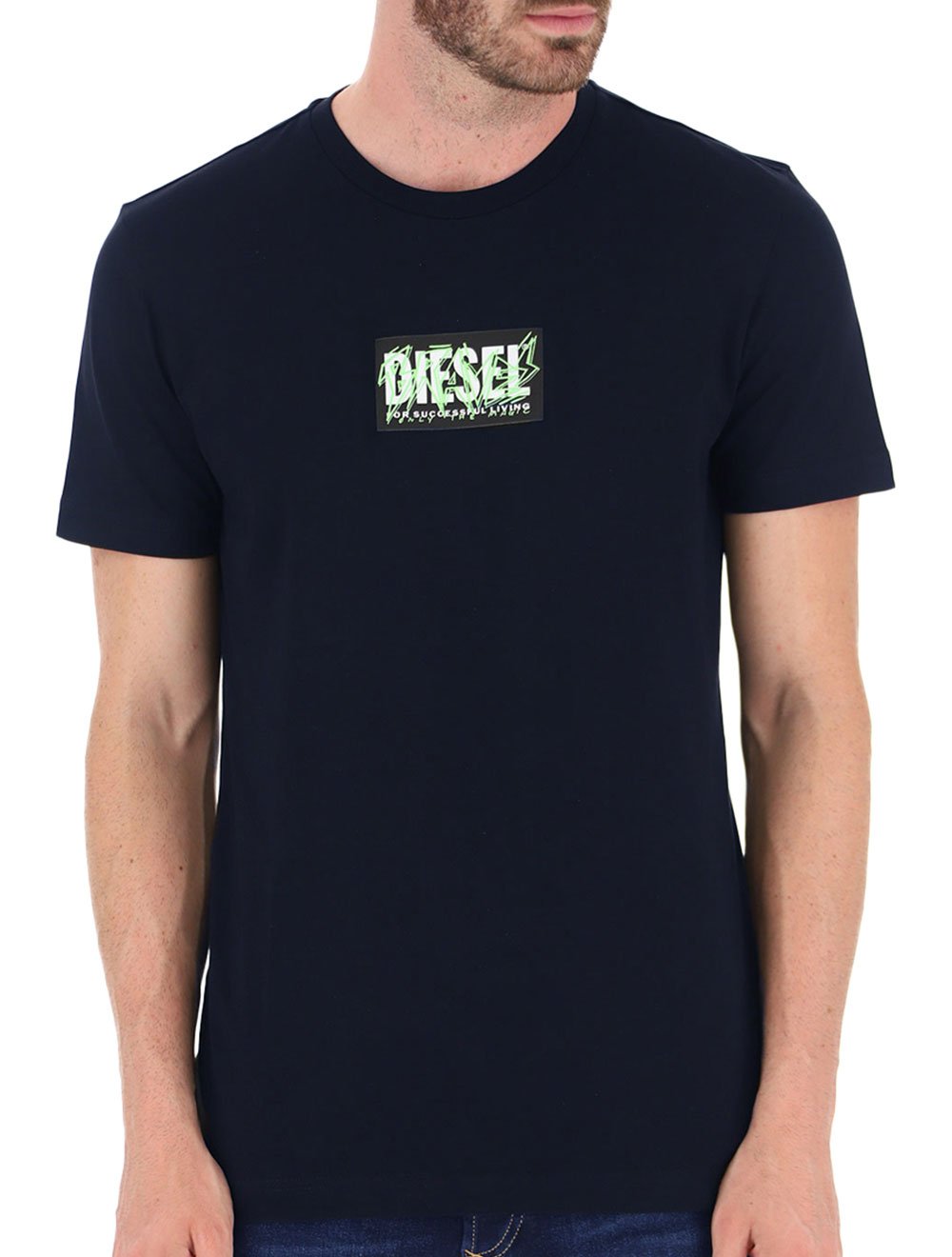 Camiseta Diesel Masculina T-Diegos-N34 Patch Azul Marinho