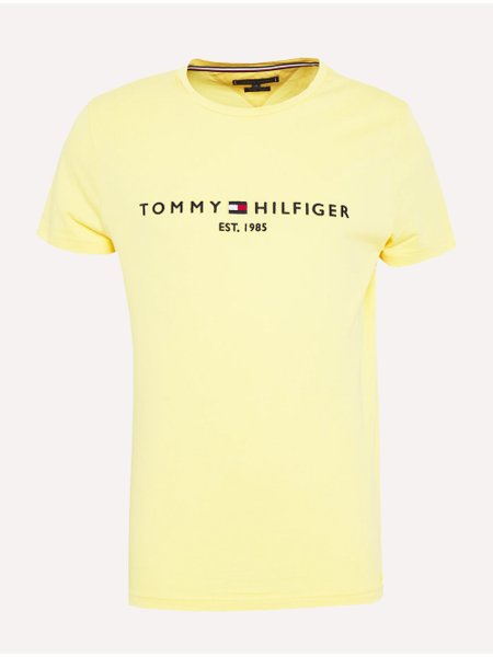 Camiseta Tommy Hilfiger Masculina Logo Tee Amarelo Claro