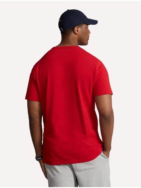 Camiseta Ralph Lauren Masculina Custom Fit Center Navy Vermelha