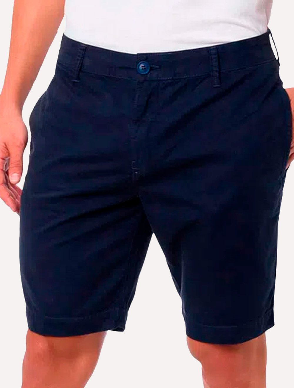 Bermuda Calvin Klein Jeans Masculina Sarja Chino Pockets Label Azul Marinho
