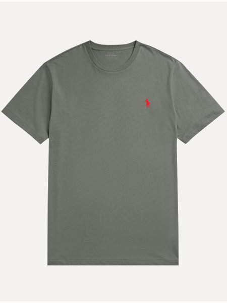 Camiseta Ralph Lauren Masculina Custom Slim Fit Red Icon Grafite
