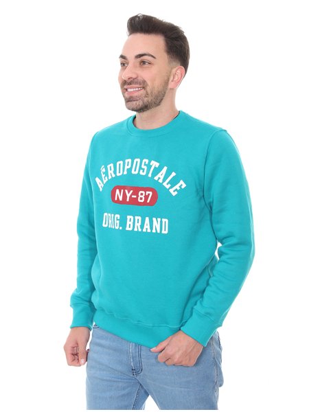 Moletom Aeropostale Masculino Crewneck NY-87 Verde Turquesa | Secret Outlet