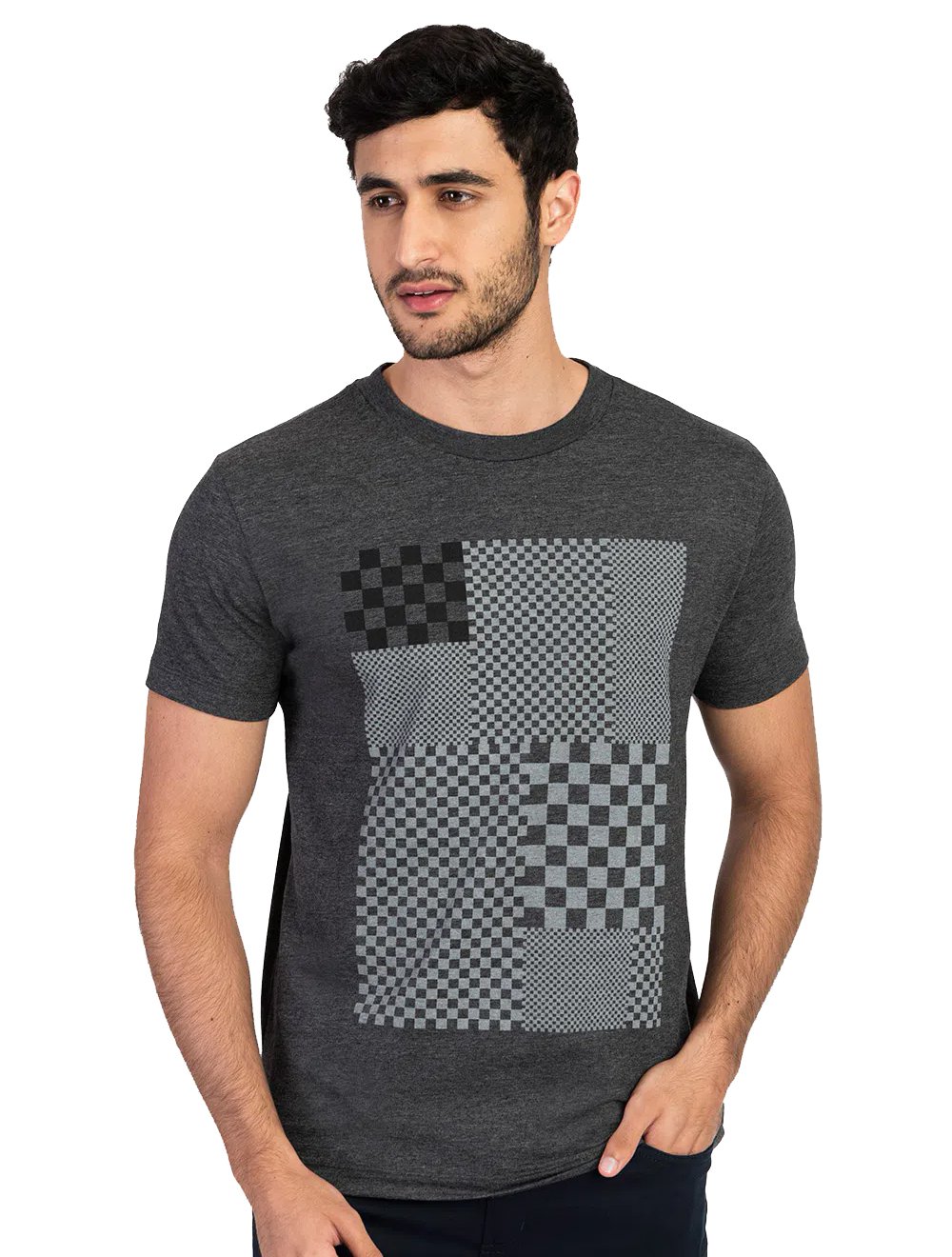 Camiseta Aramis Masculina Regular Chess Grafite Mescla
