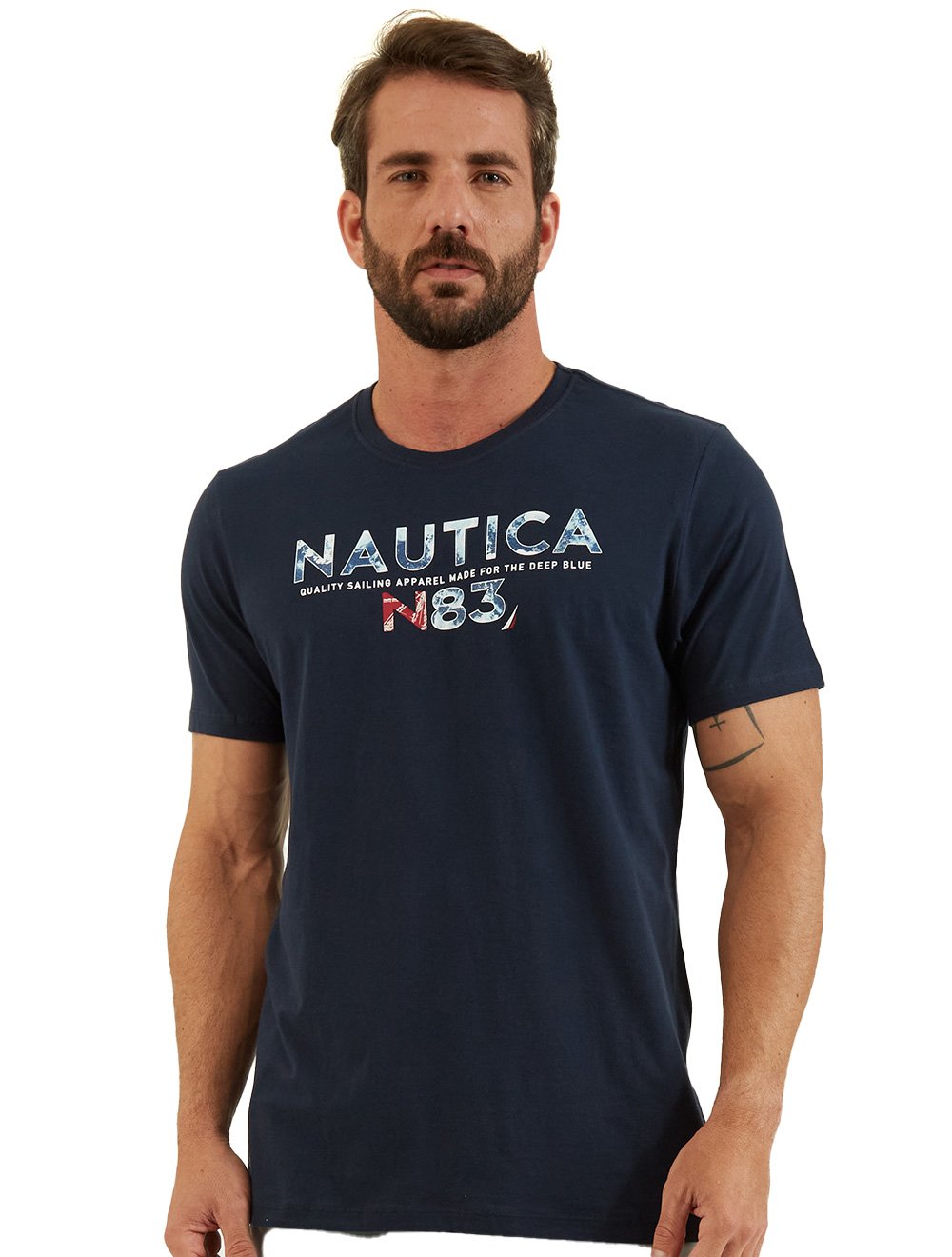 Camiseta Nautica Masculina Deep Blue Sea Azul Marinho