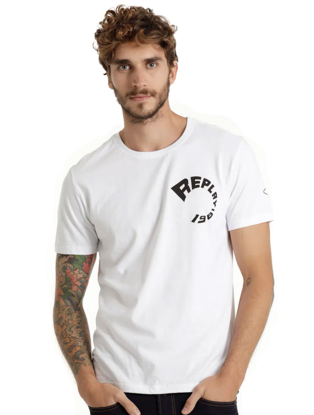 Camiseta Replay Masculina C-Neck Fantastic Branca