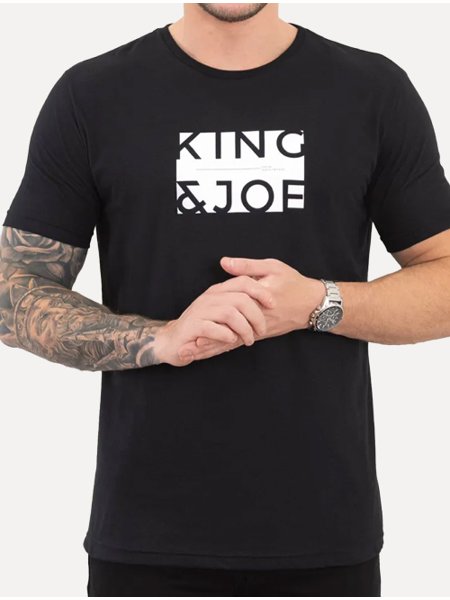 Camiseta King & Joe Masculina Logomania Light Block Preta
