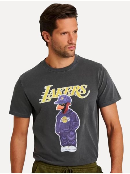 Camiseta Reserva Masculina Estampada Mascote Lakers Chumbo