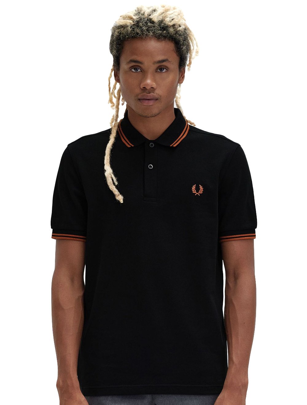 Polo Fred Perry Masculina Piquet Regular Brown Twin Tipped Preta