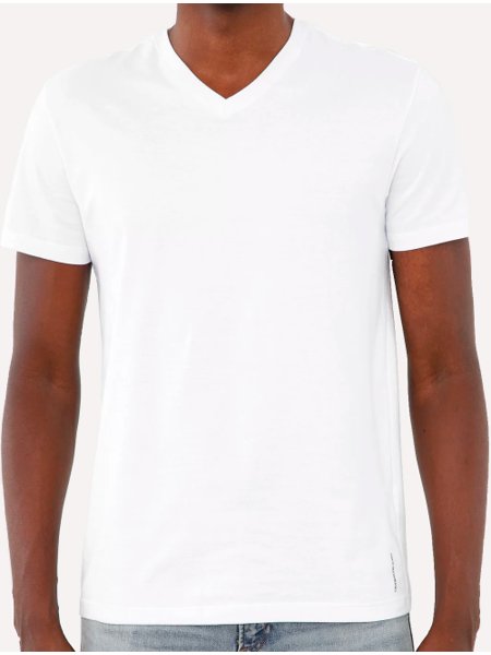 Camiseta Calvin Klein Jeans Masculina Gola V Essentials Logo Lateral Branca