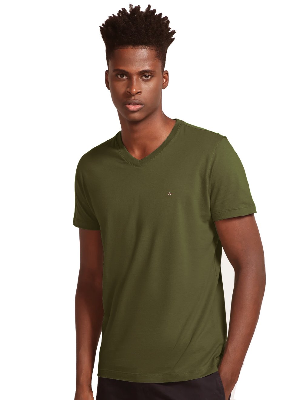 Camiseta Aramis Masculina Basic V-Neck Verde Militar
