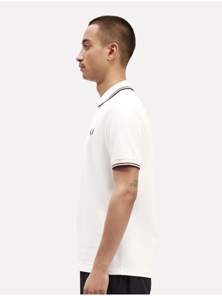 Polo Fred Perry Masculina Piquet Regular Red Navy Twin Tipped Off-White