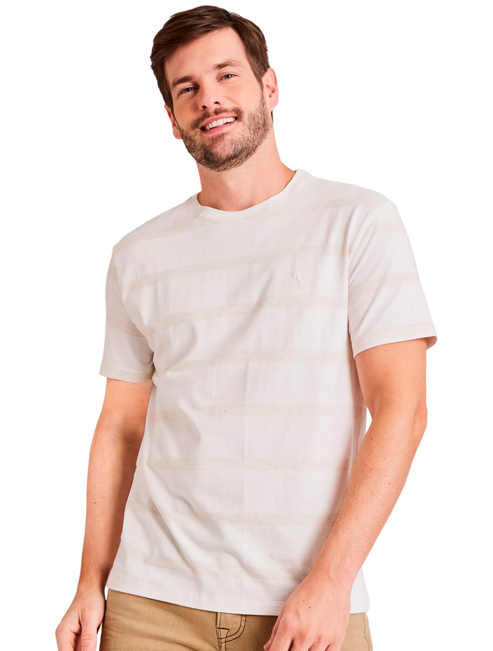 Camiseta Reserva Masculina Linho Joa Listras Off-White Mescla