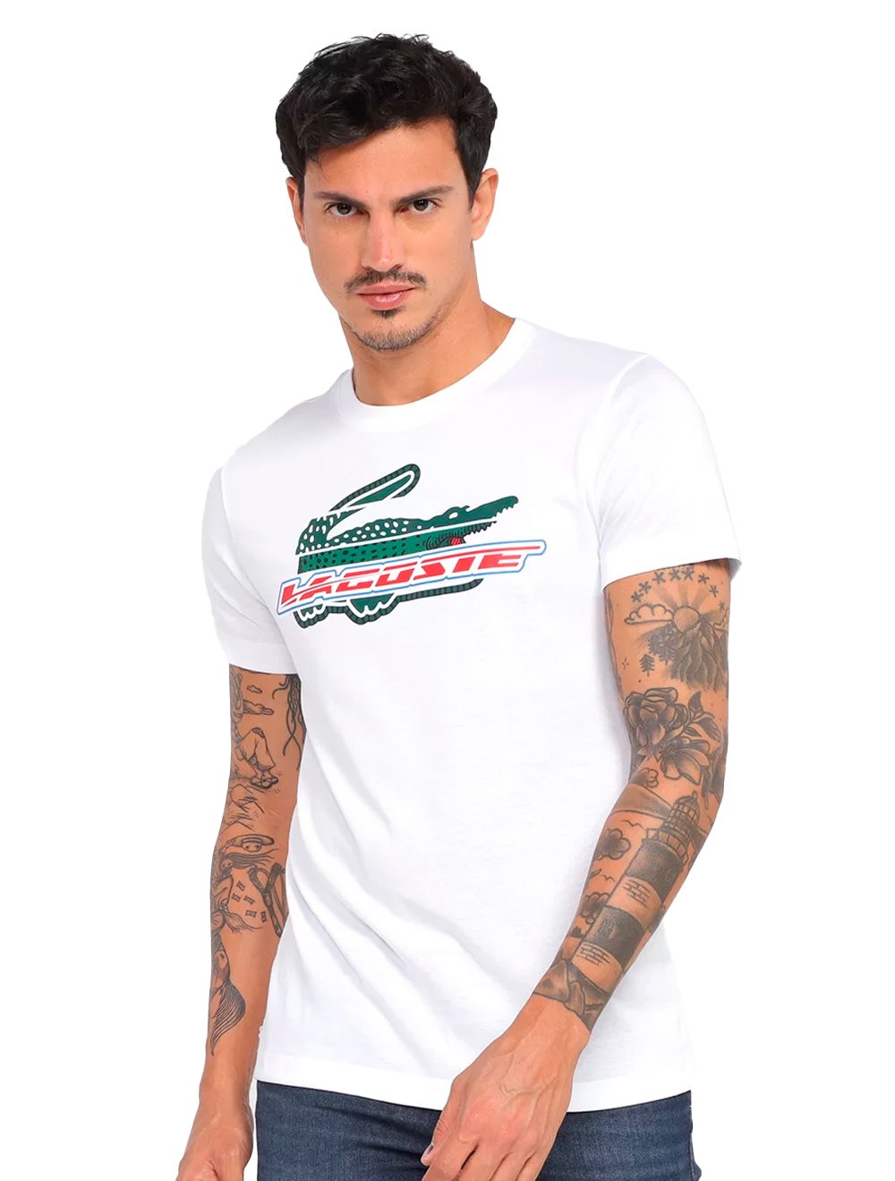 Camiseta Lacoste Masculina Regular Core Active Performance Branded Branca