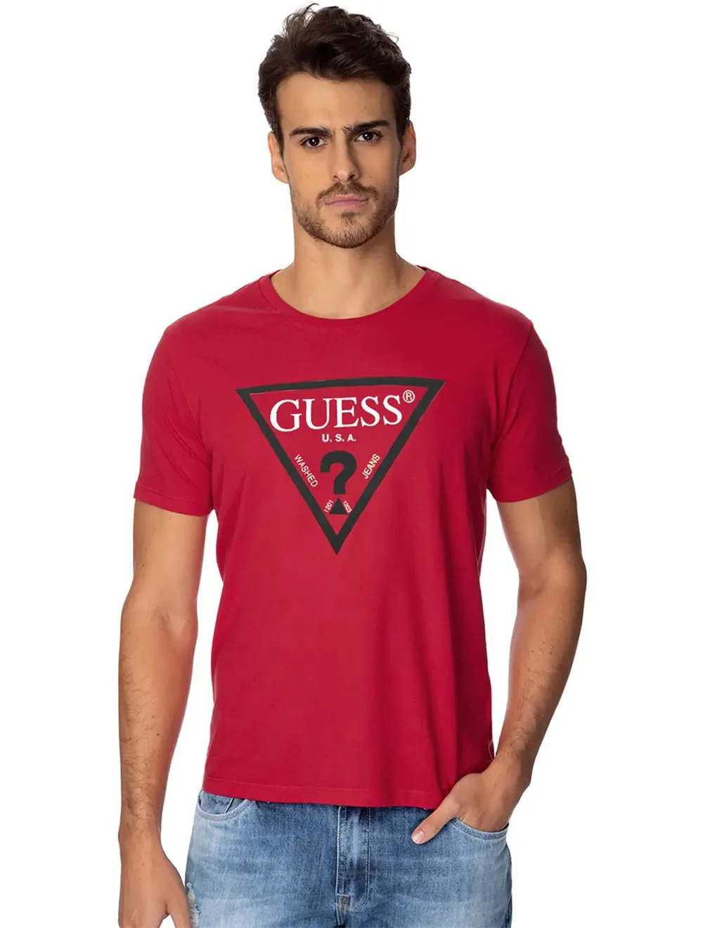 Frill Emptiness Analytical Camiseta Guess Masculina Classic Logo Print Vermelha | Secret Outlet