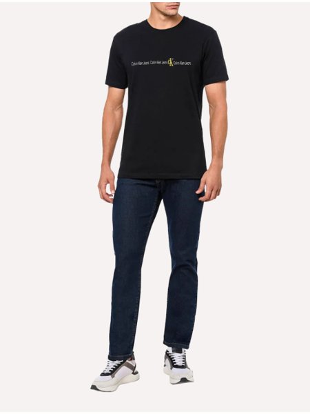 Camiseta Calvin Klein Jeans Masculina Logo Flow Preta