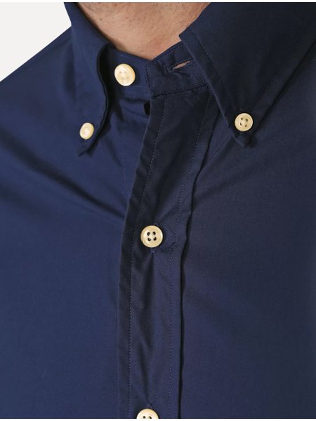 Camisa Ralph Lauren Masculina Custom Fit Oxford Coloured Logo Azul Escuro