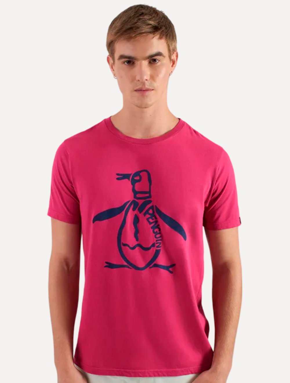 Camiseta Original Penguin Masculina Big Mascot Logo Rosa Secret