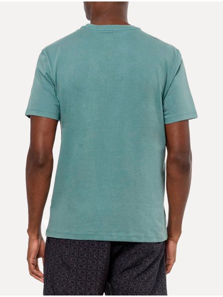 Camiseta Calvin Klein Swimwear Masculina C-Neck Shoulder Verde Médio