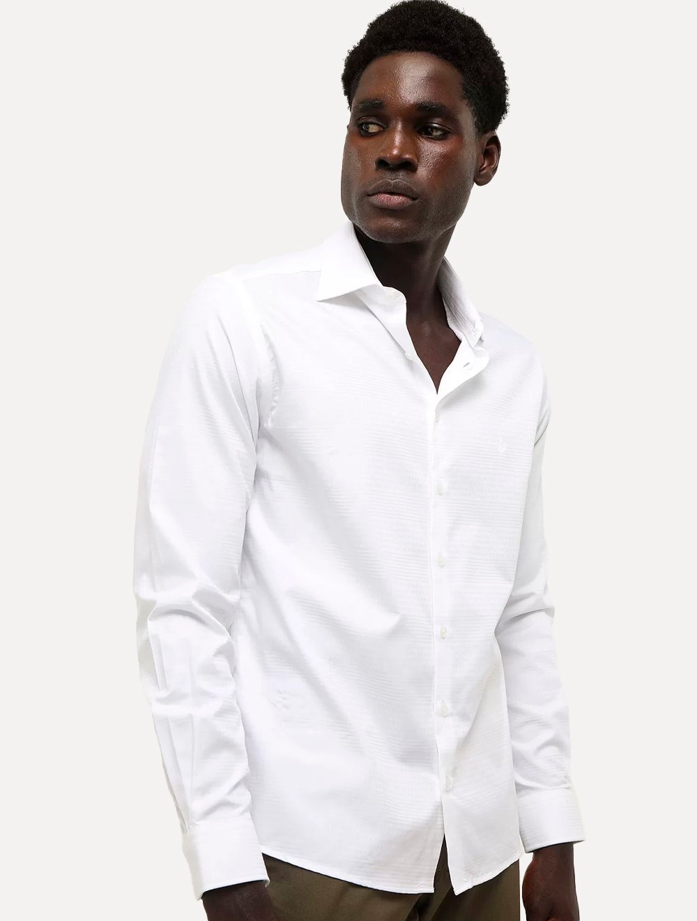 Camisa Dudalina Masculina Slim Superfine Cotton Maquinetada Branca