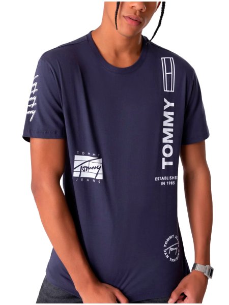 Camiseta Tommy Jeans Masculina Multi-Mix Graphic Tee Azul Marinho
