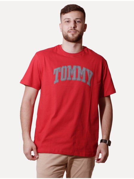 Camiseta Tommy Jeans Regular Collegiate Arc Vermelha