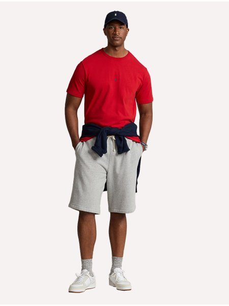 Camiseta Ralph Lauren Masculina Custom Fit Center Navy Vermelha
