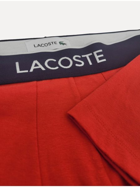 Cueca Lacoste Trunk Boxer Jersey Croco Print Branca Vermelha Cinza Pack 3UN