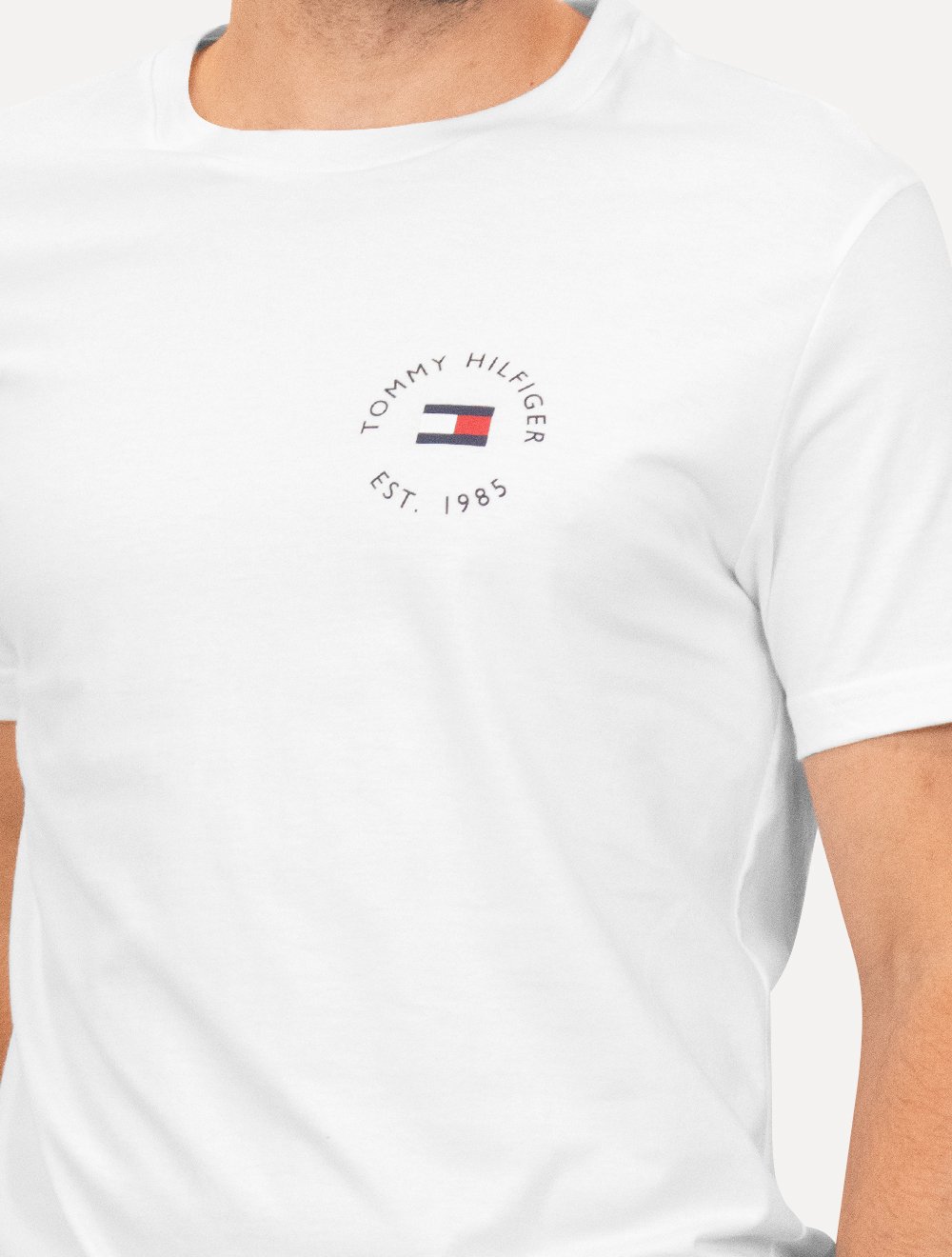 Camiseta Tommy Hilfiger Masculina Roundle Logo Chest Branca