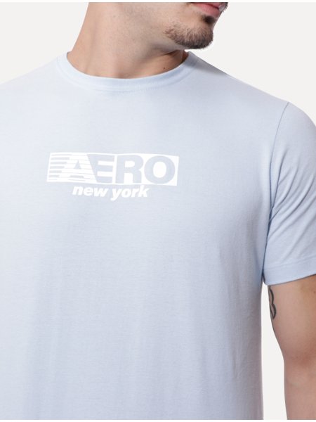 Camiseta Aeropostale Fast Block Logo Azul Claro