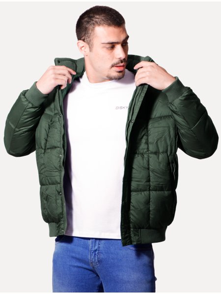Jaqueta Victory Eagle Masculina Puffer Buttons Verde Escuro