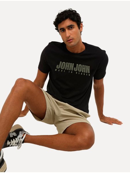 Camiseta John John Masculina Regular Linear JJ Made In Heaven Preta