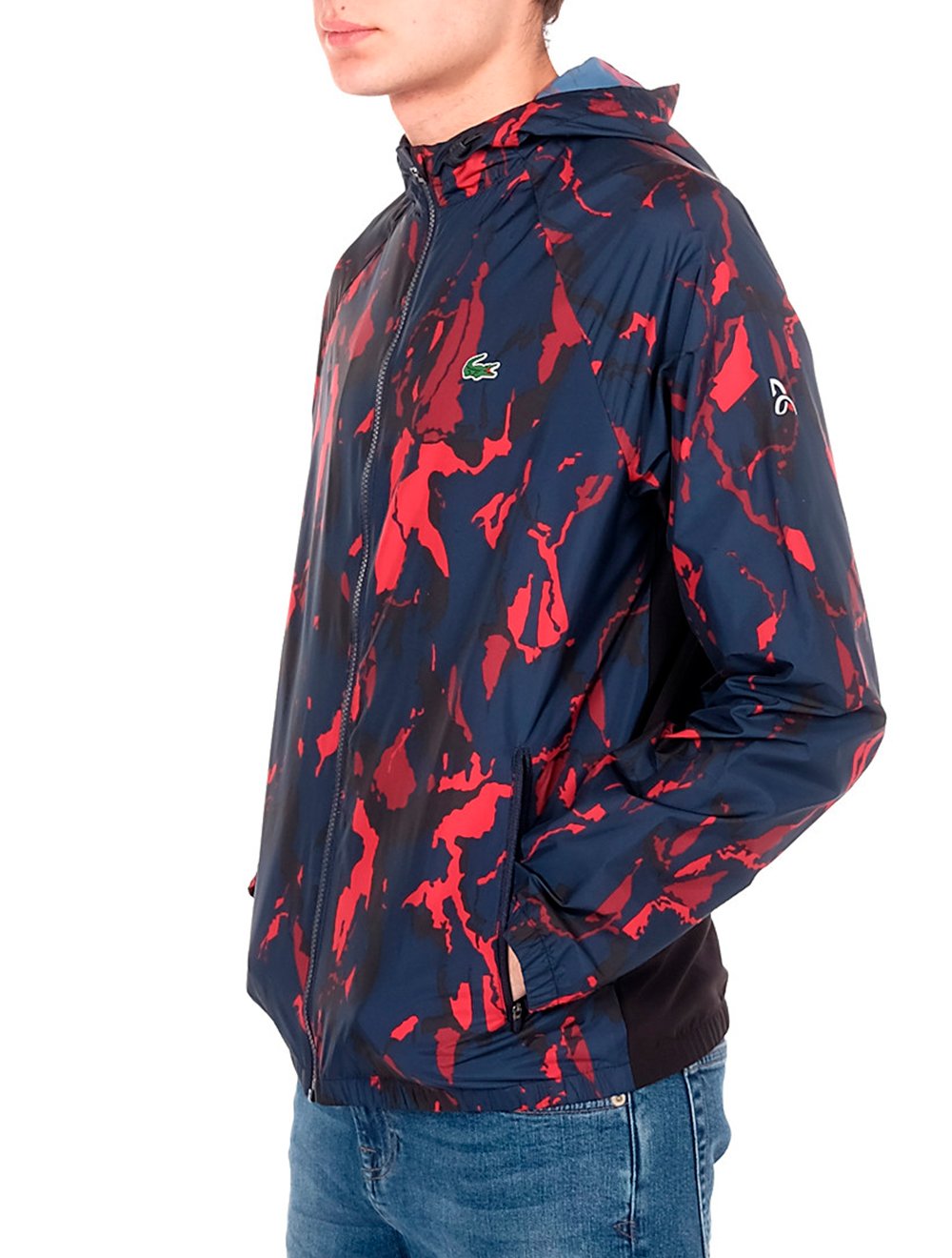 Jaqueta Lacoste Masculina Sport Corta Vento Novak Marinho/Vermelha ...