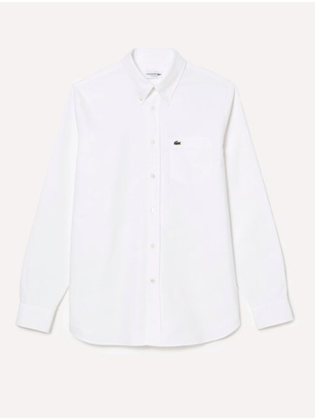 Camisa Lacoste Masculina Regular Fit Oxford Classic Branca