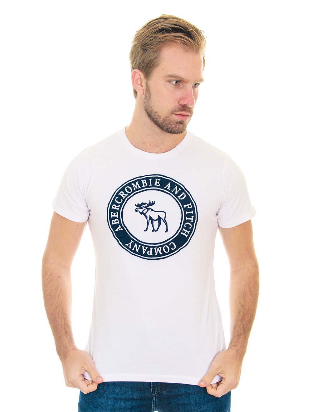 Camiseta Abercrombie Masculina Moose Circle Company Branca