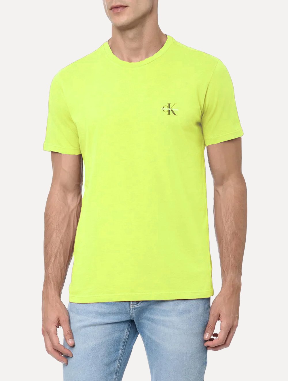 Camiseta Calvin Klein Jeans Masculina New Mono Logo Re Issue Verde Lima