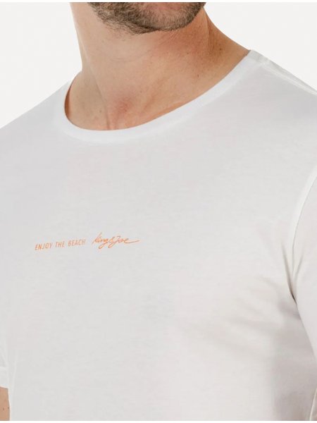 Camiseta King & Joe Masculina Slim Praia Costas Off-White