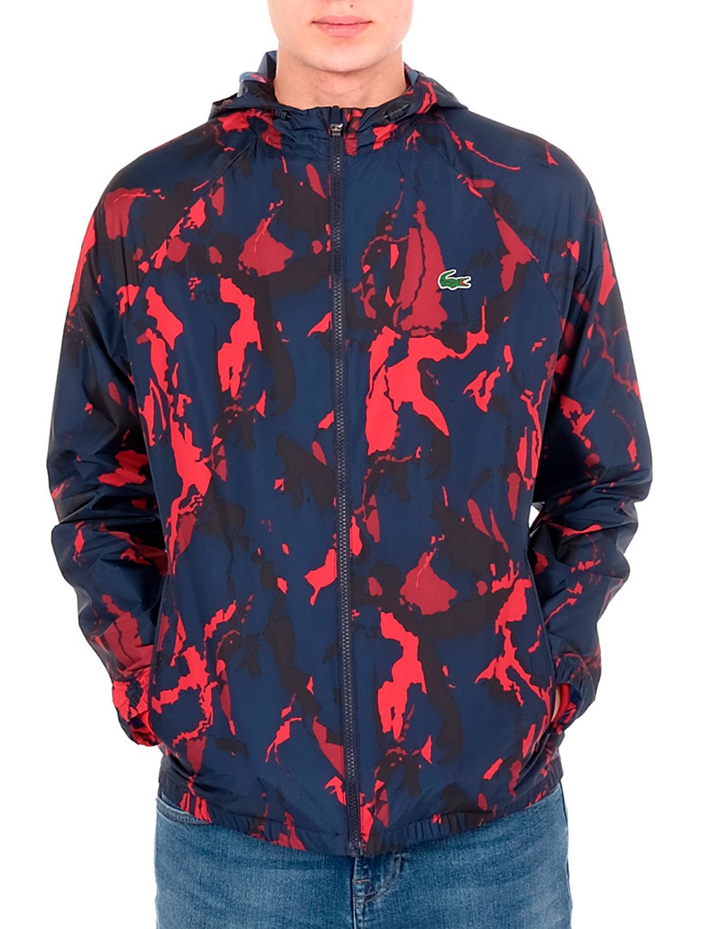 Jaqueta Lacoste Masculina Sport Corta Vento Novak Marinho/Vermelha ...