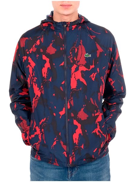 Jaqueta Lacoste Masculina Sport Corta Vento Novak Marinho/Vermelha