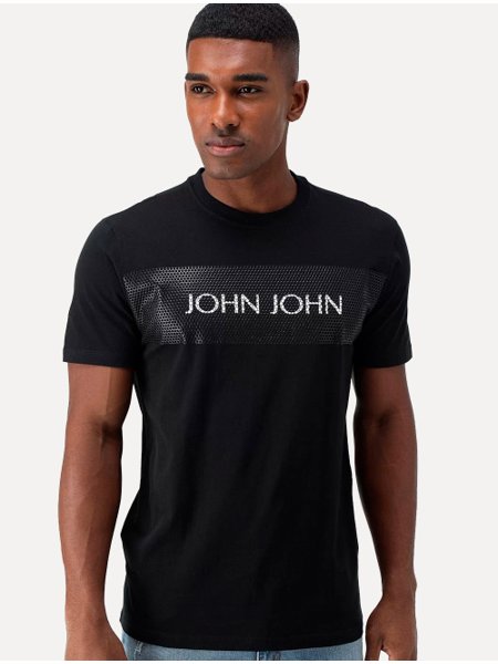 Camiseta John John Masculina Regular Logo Hive Preta