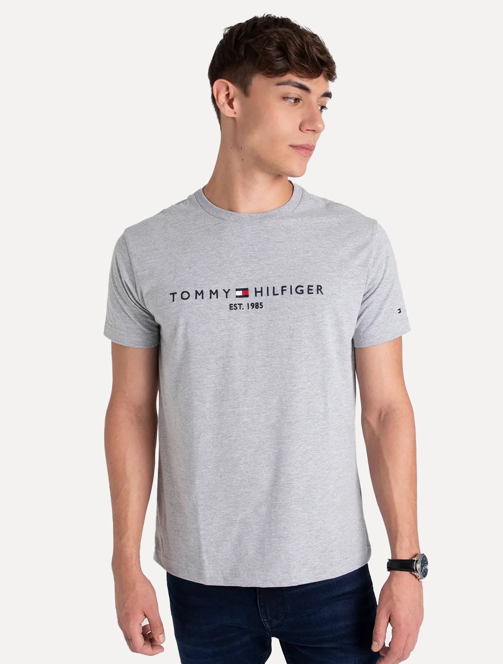とみー Camiseta Tommy Hilfiger Masculina Core Logo Cinza Mescla | Secret