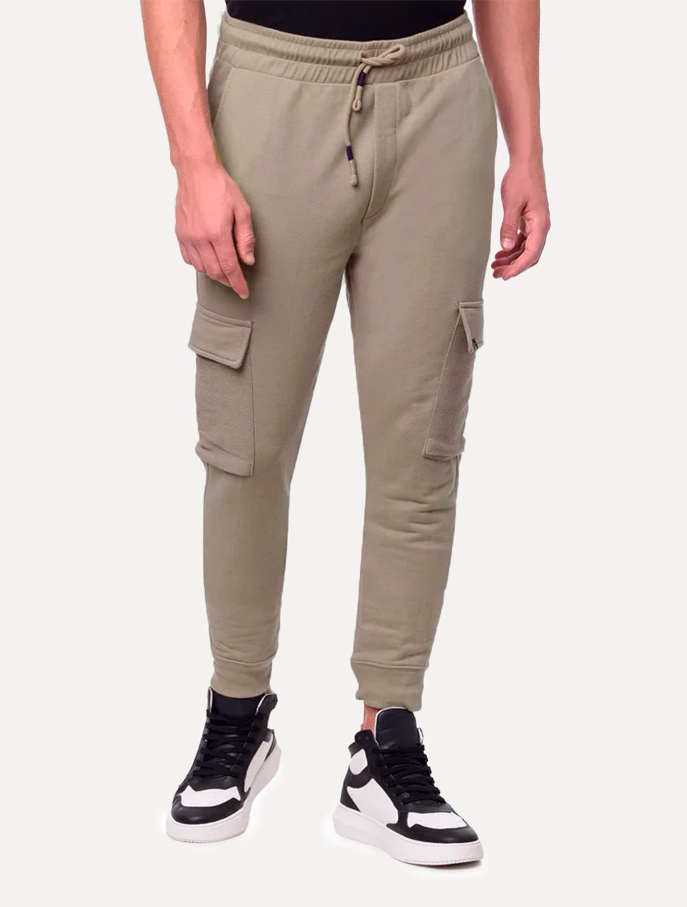 Calça Calvin Klein Jeans Masculina Moletom CKJ Cargo Caqui Médio