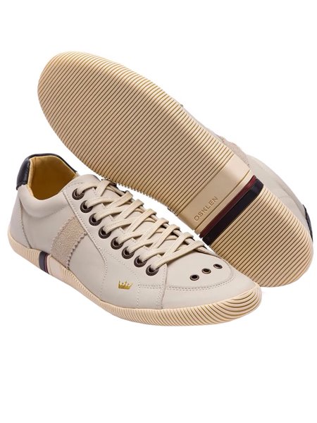 Tênis Osklen Masculino Couro Riva Marfim/Bege/Preto | Secret Outlet