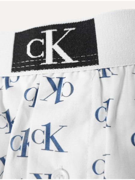Cueca Calvin Klein Samba Canção Ck Print Staggered Logo Branca