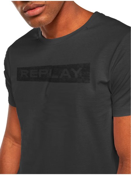 Camiseta Replay Masculina Dry Wash Stoned Chumbo
